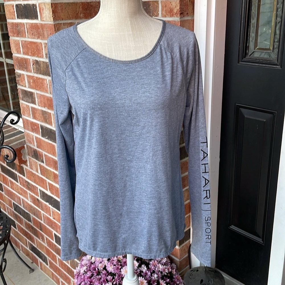 Tahari Sport‎ Decretive Mesh Back Long Sleeve Top